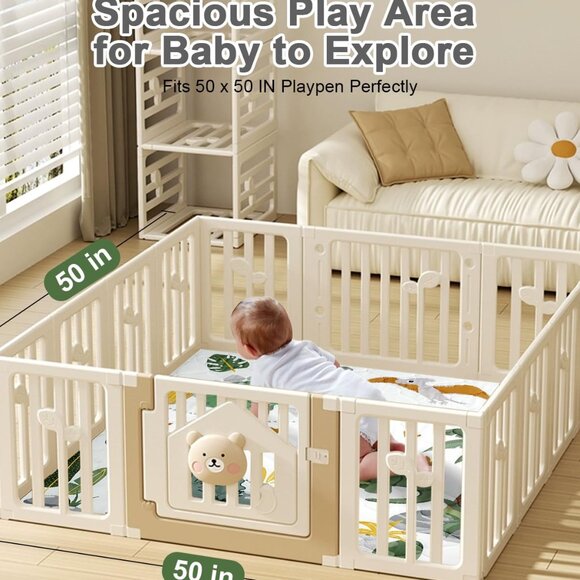 Extra Thick Padding Playpen Mat, Non-Slip Crawling Mat, Easy to Clean for Infant - Picture 4 of 5